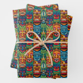 Cool strand tiki hoofd betegeld patroon inpakpapier vel (In situ)