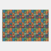 Cool strand tiki hoofd betegeld patroon inpakpapier vel (Voorkant)