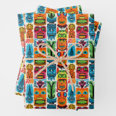 Cool strand tiki hoofd betegeld patroon inpakpapier vel (In situ)