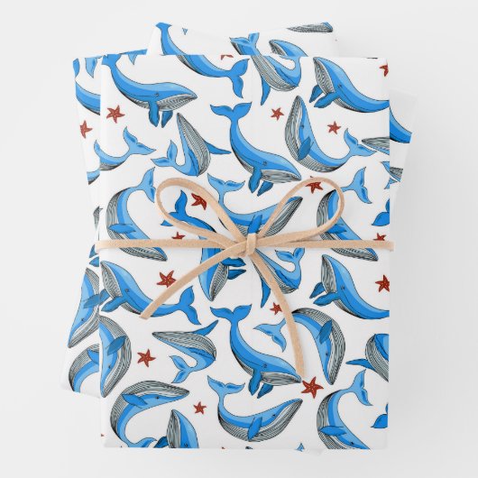 Cool strand walvis betegelde patroonfeest inpakpapier vel (In situ)