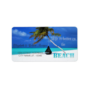 Cool Strand,Zand,Palm   Trouwetiket Etiket