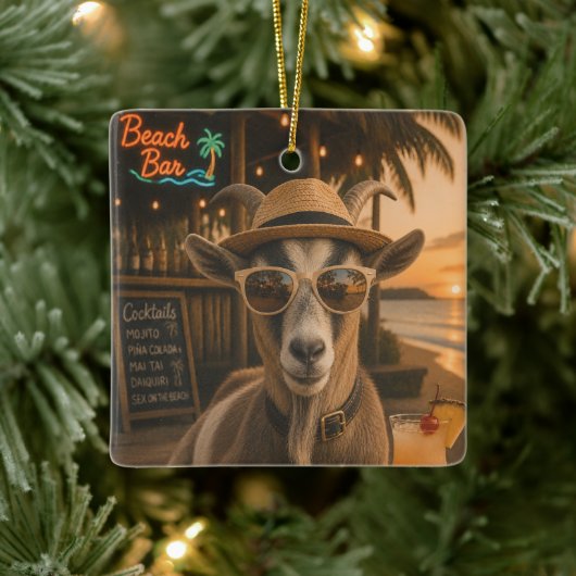 Cool strandgeit met cocktail keramisch ornament (Boom)