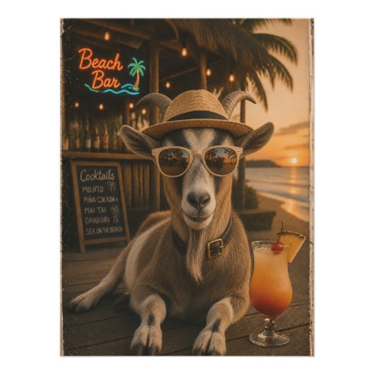 Cool strandgeit met cocktail perfect poster (Voorkant)