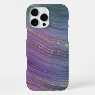 Cool Strata Mooie Blauwe Paarse en Gouden Agaat iPhone 16 Pro Max Hoesje