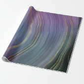 Cool Strata | Prachtige blauwe Paarse en goudhoude Cadeaupapier (Uitgerold)
