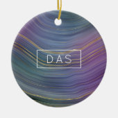 Cool Strata | Prachtige blauwe Paarse en goudhoude Keramisch Ornament (Voorkant)