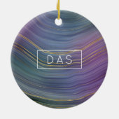 Cool Strata | Prachtige blauwe Paarse en goudhoude Keramisch Ornament (Achterkant)