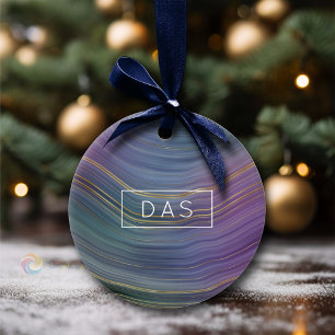 Cool Strata   Prachtige blauwe Paarse en goudhoude Keramisch Ornament