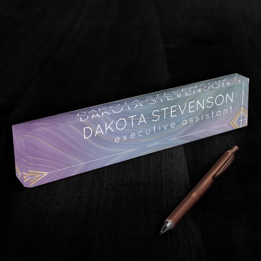 Cool Strata | Prachtige blauwe Paarse en goudhoude Naambordje