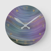 Cool Strata | Prachtige blauwe Paarse en goudhoude Ronde Klok (Voorkant)