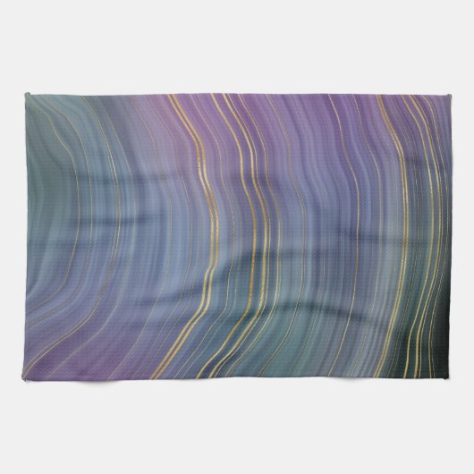 Cool Strata | Prachtige blauwe Paarse en goudhoude Theedoek (Horizontaal)