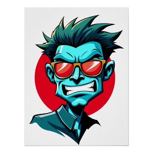 Cool Street Art - groen man Perfect Poster (Voorkant)