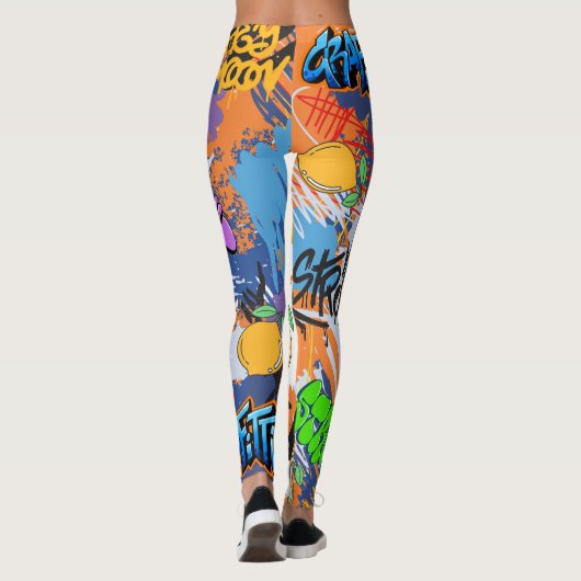 Cool street art l Hippie patroon l Modern schattig Leggings (Achterkant)