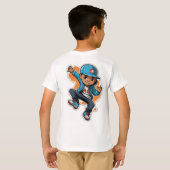 Cool Street Style Boy Cartoon Character Sticker T-shirt (Achterkant volledig)