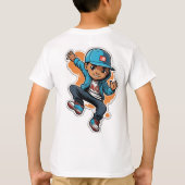 Cool Street Style Boy Cartoon Character Sticker T-shirt (Achterkant)