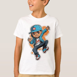 Cool Street Style Boy Cartoon Character Sticker T-shirt