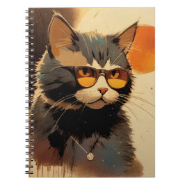 Cool Streetwear Graffiti Cat with Sunglasses Graph Notitieboek