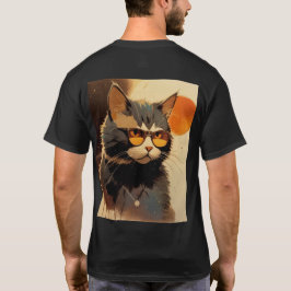 Cool Streetwear Graffiti Cat with Sunglasses Graph T-shirt