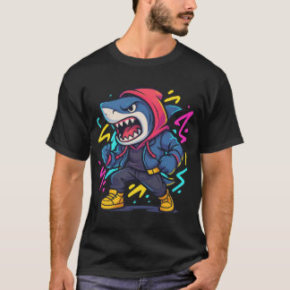 Cool Streetwear Shark Cartoon T-shirt