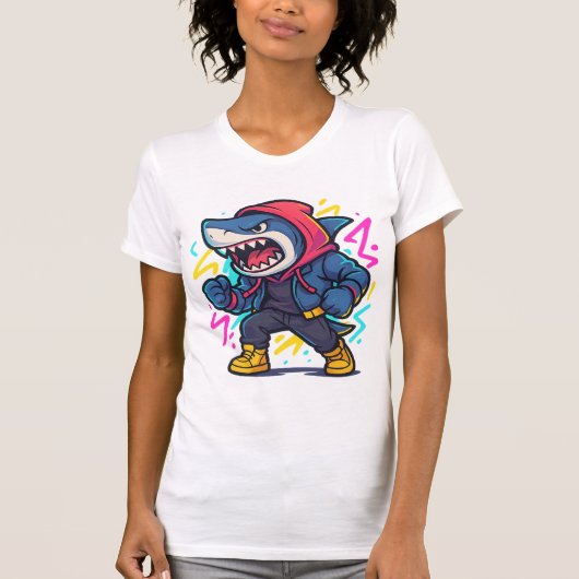 Cool Streetwear Shark Cartoon T-shirt (Voorkant)