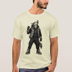 Cool Streetwear Wolf Grafische T-Shirt Urban Ani