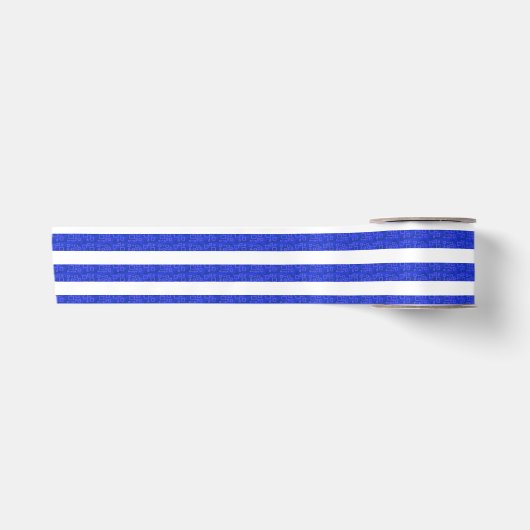 Cool Strepen Blauw Geometrisch  Satijnen Lint (Voorkant)