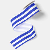 Cool Strepen Blauw Geometrisch  Satijnen Lint (Achterkant)