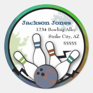 Cool Strike Bowling Adreslabel Ronde Sticker