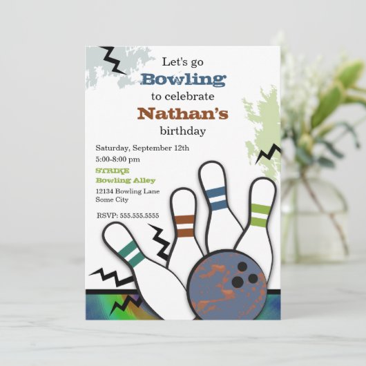 Cool Strike Bowling Uitnodiging (Staand voorkant)