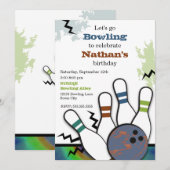 Cool Strike Bowling Uitnodiging (Voorkant / Achterkant)