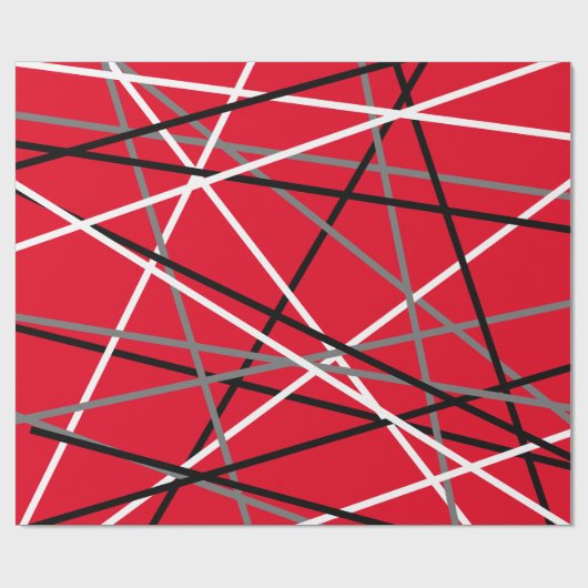 Cool Striped Gitaar Rood Grijs Wit Zwart Cadeaupapier (Vlak)