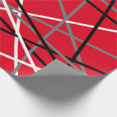 Cool Striped Gitaar Rood Grijs Wit Zwart Cadeaupapier (Hoek)
