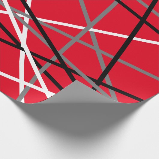 Cool Striped Gitaar Rood Grijs Wit Zwart Cadeaupapier (Hoek)