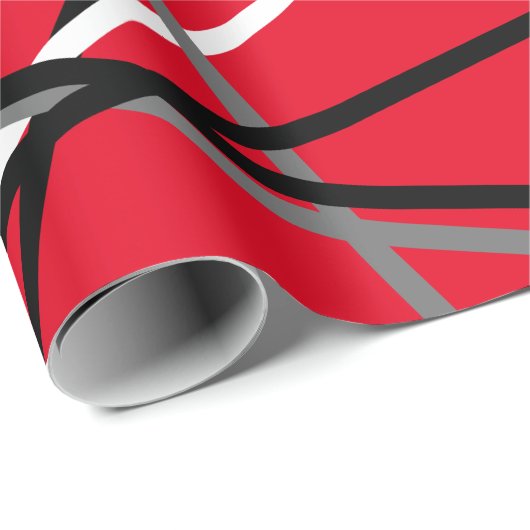 Cool Striped Gitaar Rood Grijs Wit Zwart Cadeaupapier (Rol Hoek)