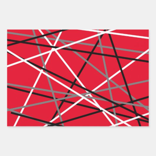 Cool Striped Gitaar Rood Grijs Wit Zwart Inpakpapier Vel (Voorkant)