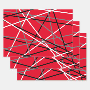 Cool Striped Gitaar Rood Grijs Wit Zwart Inpakpapier Vel