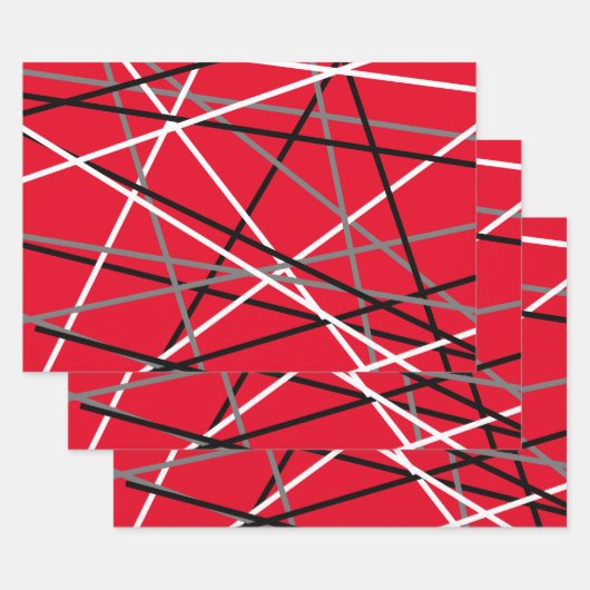 Cool Striped Gitaar Rood Grijs Wit Zwart Inpakpapier Vel (Set)