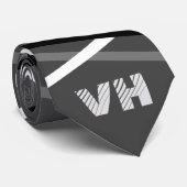 Cool Striped Guitar Grijs Wit Zwart Initialen Stropdas (Opgerold)