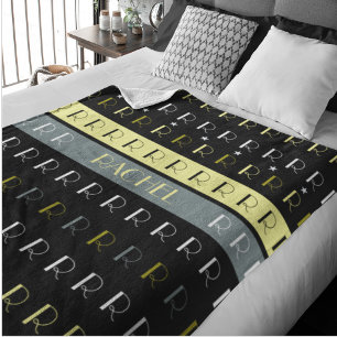 Cool Striped Replicated Monogram op zwart Fleece Deken