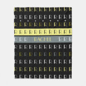 Cool Striped Replicated Monogram op zwart Fleece Deken (Voorkant)