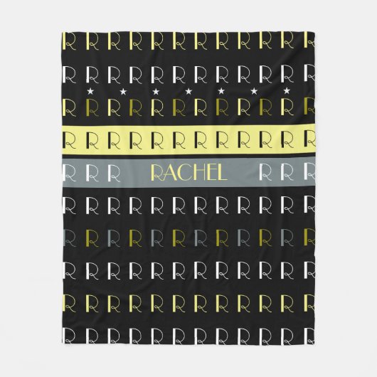 Cool Striped Replicated Monogram op zwart Fleece Deken (Voorkant)