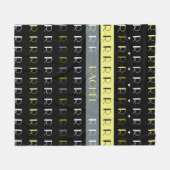 Cool Striped Replicated Monogram op zwart Fleece Deken (Voorkant (Horizontaal))