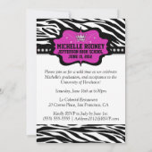 Cool Striped Zebra Princess 2012 Graduation Invite Kaart (Achterkant)