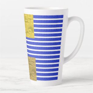 Cool Stripes Blauw Goud Geometrisch Latte Mok