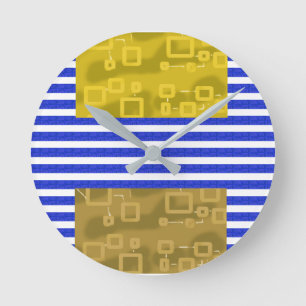 Cool Stripes Blauw Goud Geometrisch Ronde Klok