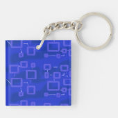 Cool Stripes Blauw Goud Geometrisch Sleutelhanger (Achterkant)