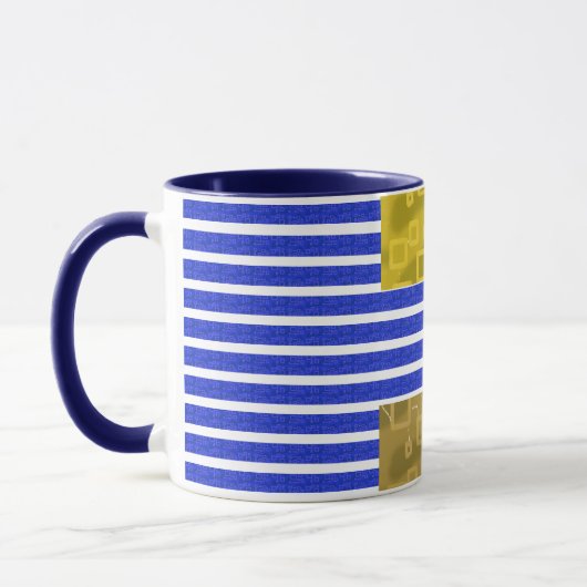 Cool Stripes Blauw Wit Geometrisch Mok (Links)