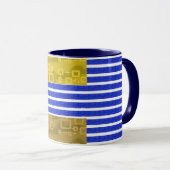 Cool Stripes Blauw Wit Geometrisch Mok (Voorkant rechts)