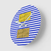 Cool Stripes Blue Gold Geometric  Ronde Klok (Hoek)