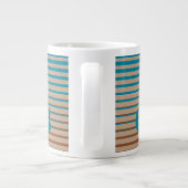 Cool Stripes Brown & Blue Monogramed Grote Koffiekop (Achterkant)